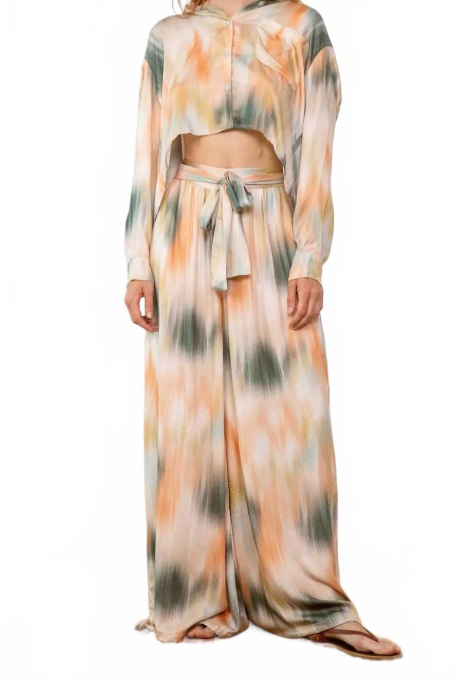 NEW COSSAC printed ecovero viscose wide leg trousers in print